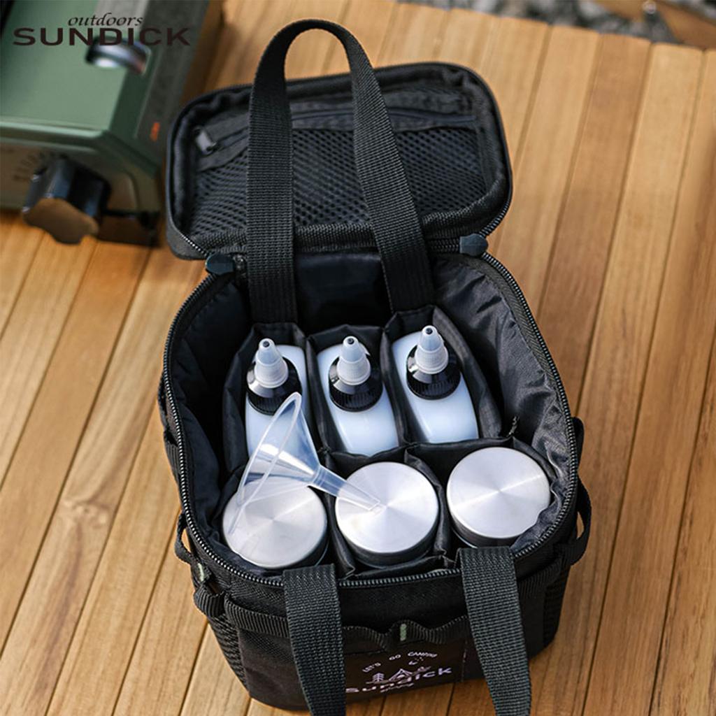 SUNDICK Outdoor Camp Gewürzflasche Multifunktional mit Aufbewahrungstasche Feste Flüssige Gewürzflaschen Leicht für Camping Picknick