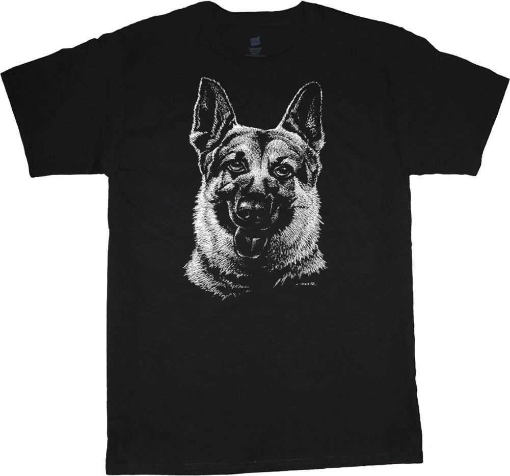 German Shepherd T-shirt Dog Breed Portrait Face Tee Men s Dog Person Gift XL