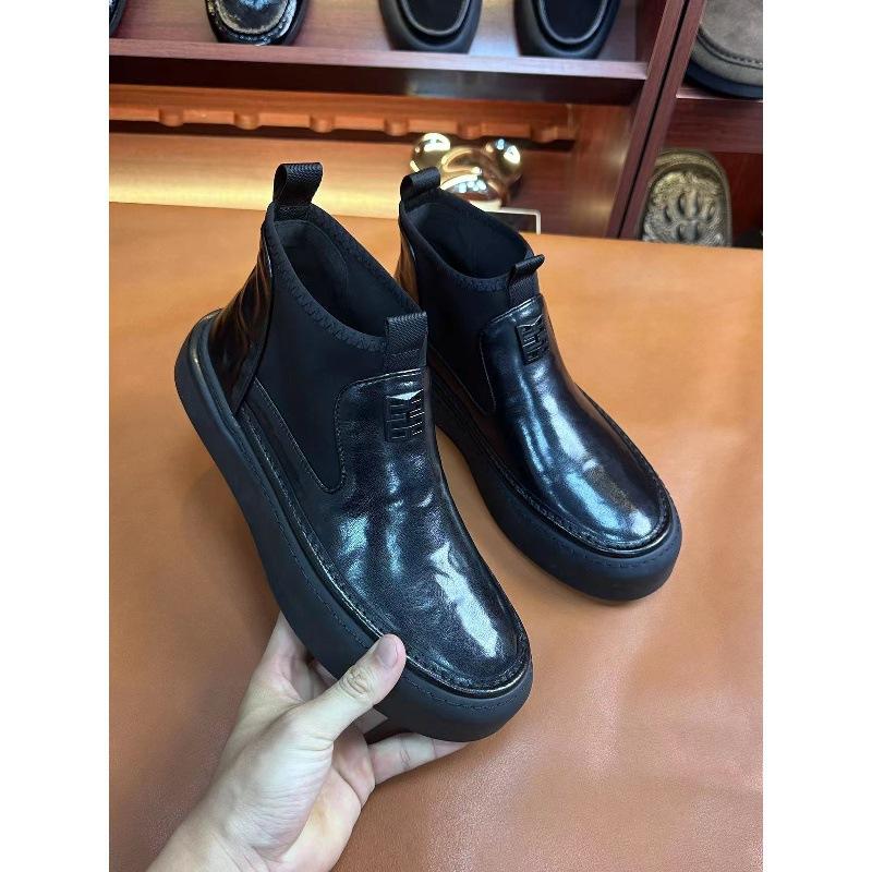 Martin Boots Velvet Pure Cowhide New Men's High Sense Light Luxury Comfortable Pure Leather Casual Men's Shoes Versatile Business