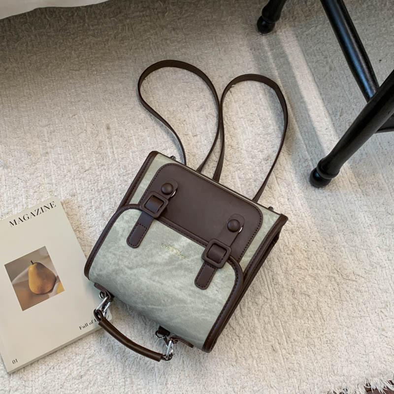 

Casual backpack bag women s 2025 new fashion student commuter backpack multi-functional schoolbag portable travel bag серый