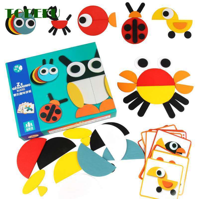 Montessori Educational Wooden Toy Jigsaw Puzzle Board Set Colorful Baby Educational Toys for Children Learning Developing Toy
