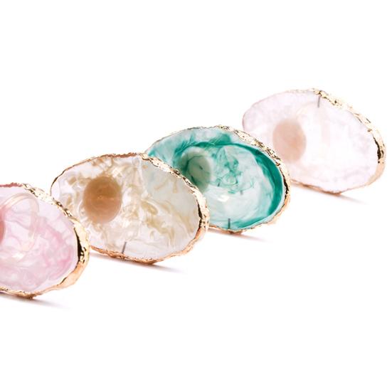 Resin Nail Art Finger Ring Plate Gel Polish Cream Holder Mixing Color Palette