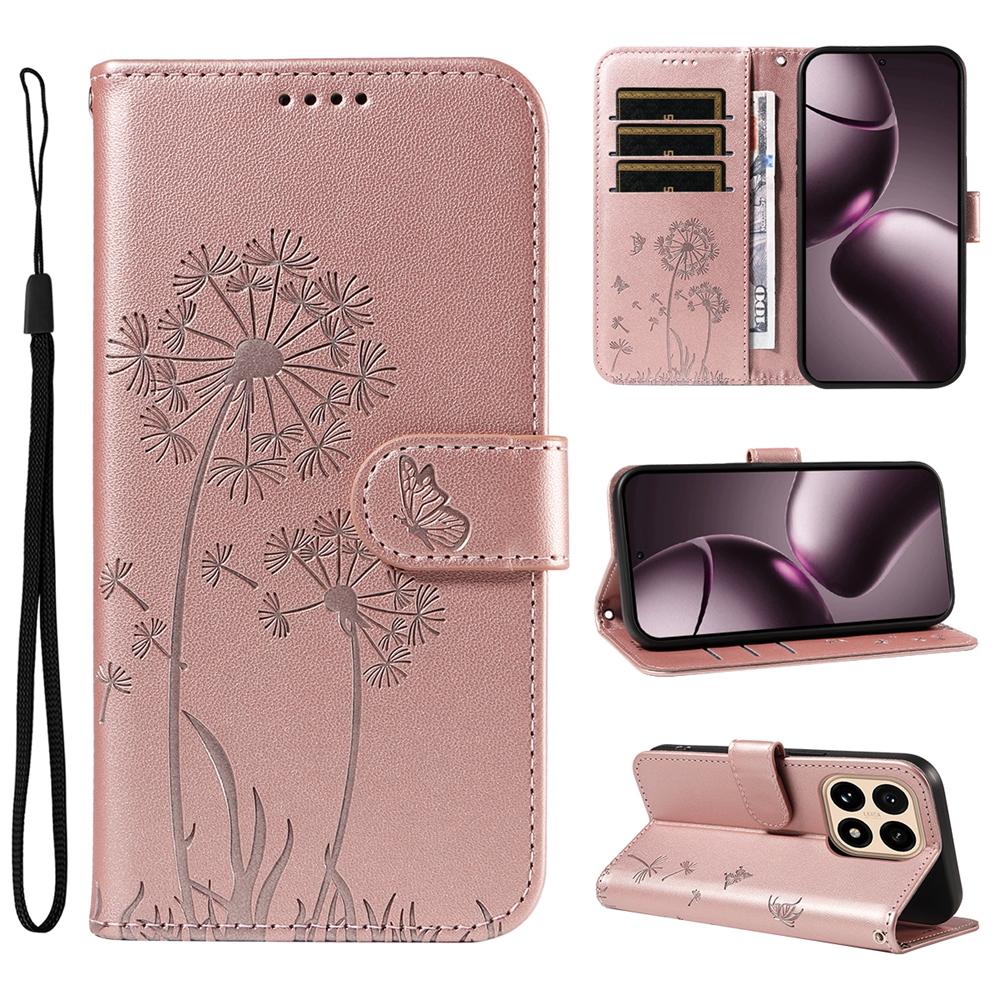 Embossed Dandelion Magnetic Flip Case for Xiaomi 17 17T 15T 15 14T 14 13T 13 12T 12 11T 11 Lite Pro Ultra Premium Leather Cover