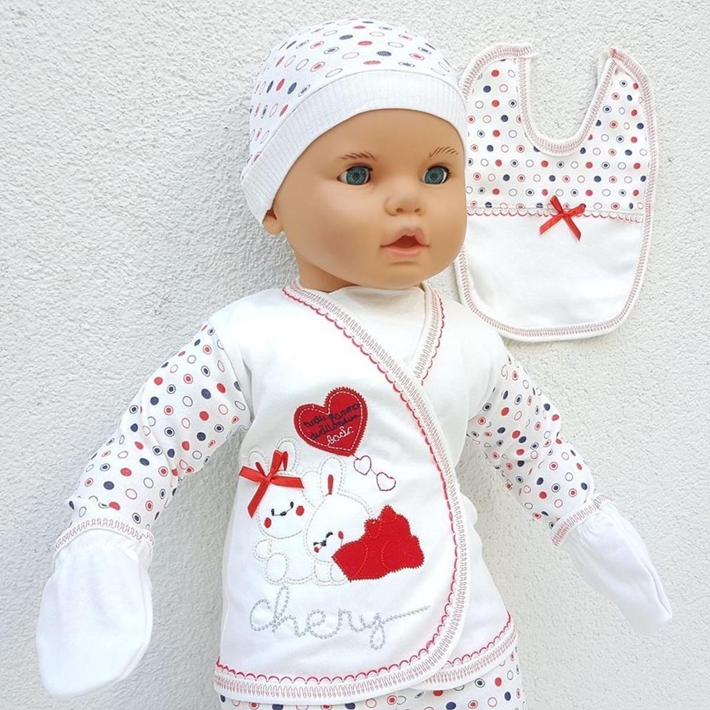 Set de 5 bucăți pentru spital pentru copii Chery Heart Rabbit - Roșu
