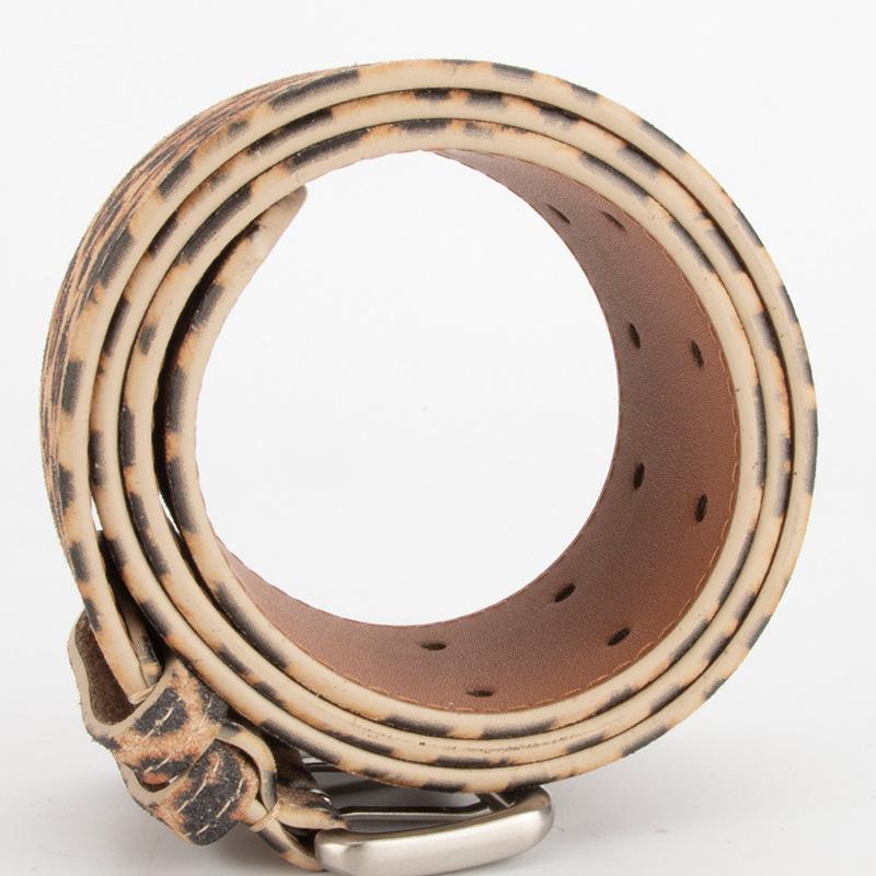 Leopard Leather Pattern Fashionable Belt Women's Alloy Pin Buckle Fashionable Versatile Pants Dress European and American Belt Women's Style