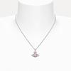 VIVIENNE WESTWOOD Valentina Saturn Shaped Pink Pendant Platinum Crystal Necklace Unisex Necklace Silver Pink-Diamond 8053195229369