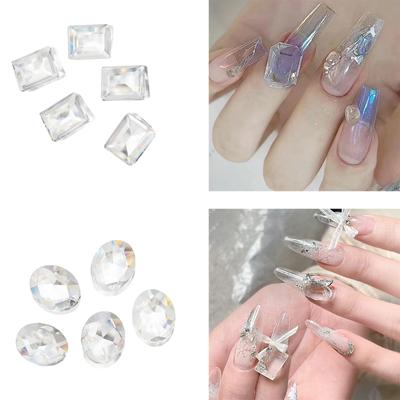 10 Stück Nailart-Charms Herz Nagel-Strasssteine Rechteckige Kristall-Nageljuwelen Nagelkunst-Dekorationen für Acrylnägel