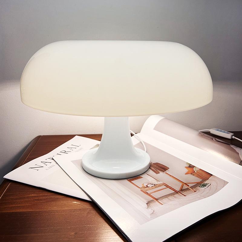 Danish USB Mushroom Table Lamp - Minimalist Decorative Light for Living Room, Bedroom, or Bedside