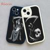 Grim Reaper Skull Skeleton Moblie Phone Case for Iphone 15 promax 12 13 pro 14 Pro  mini plus Lambskin Protective black Covers