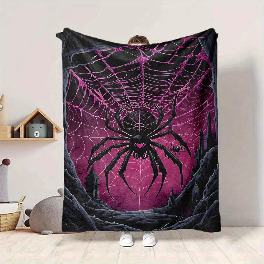 1pc Spider Web Blanket Lightweight Flannel Blanket Throw Blanket For Sofa, Bed, Travel, Camping yy2509026172