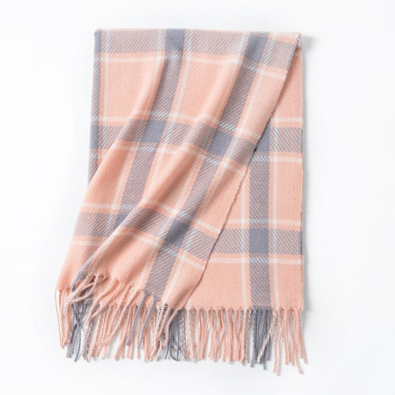 Scarf Female winter student new plaid imitation cashmere warm fringed shawl atmosphere scarf couple