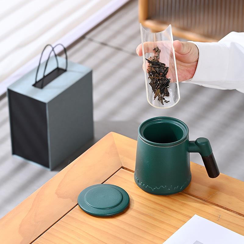 Taza de Té con Separación Cerámica Taza de Oficina Taza Simple Taza de Té Regalo de Negocios Taza de Agua
