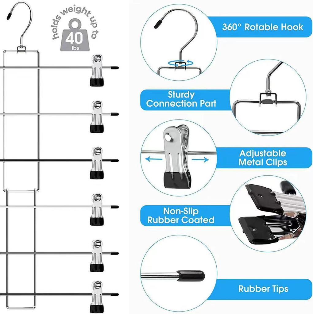 6 Schichten Kleiderbügel Mehrschichtiger Rock Hosenbügel Für Hosen Rutschfest Keine Spuren Metallbügel Kleideraufbewahrungsständer Halter