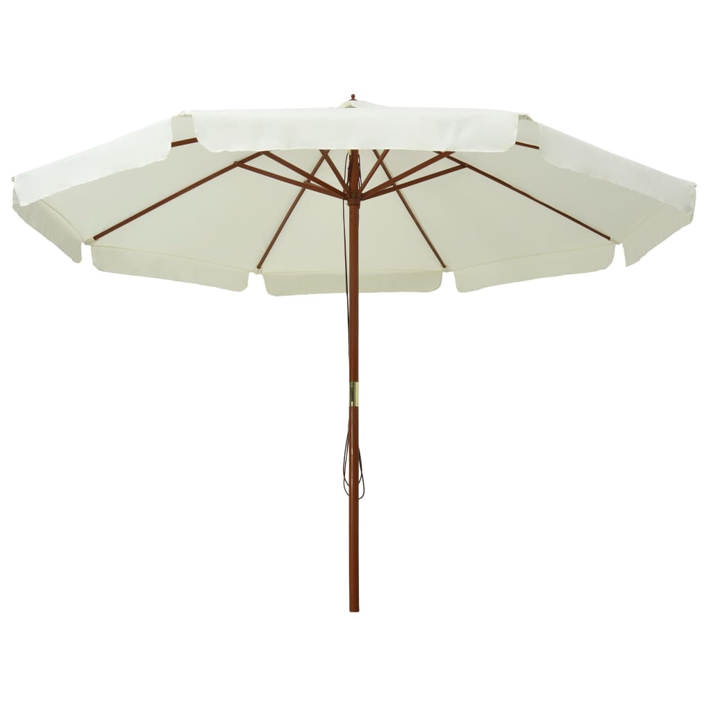 Parasol with Wooden Pole 330 Cm Sand White