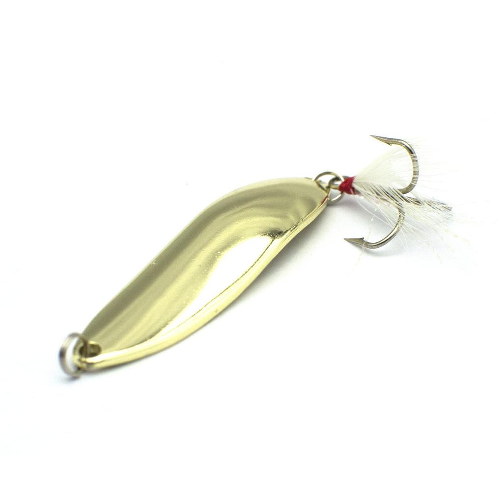 22g przynęta wędkarska łyżka słona woda potrójny haczyk piórkowy twardy metalowy spinnerbait odlewana łyżka złota dla łososia bas 20szt