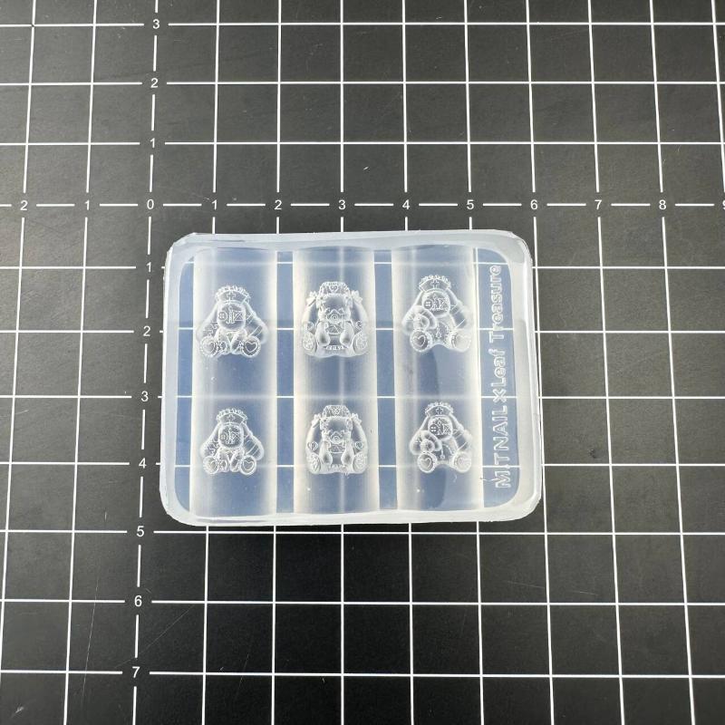 Cartoon Cute Lace Bow Rabbit Silicone Nail Molds Transparent Carving Nail Template Manicure Design Tool Diy Nail Art Decoration