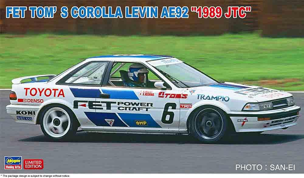 Hasegawa FET Corolla Levin AE92 1989 JTC Plastic Model Kit 20545 1/24 TOM'S