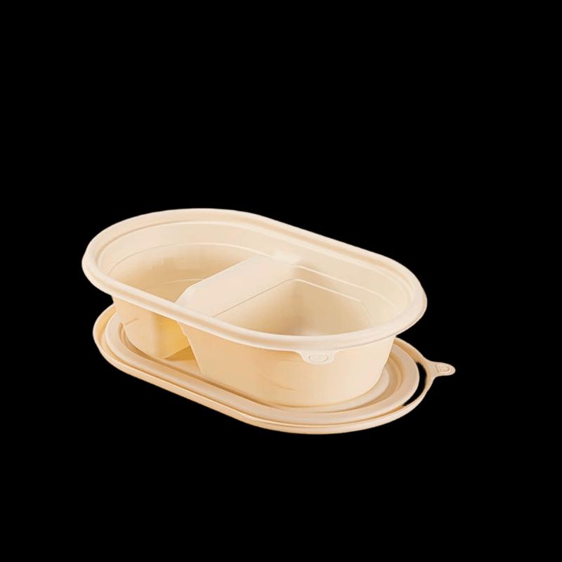 650ml Compostable Dual-Compartment Takeout Boxes