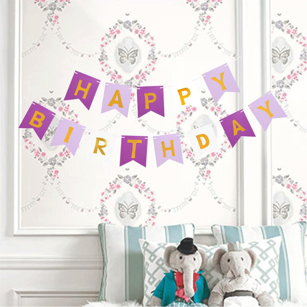 Birthday Happy Unique Triangular Paper Flag Banner With Foil Letters For Special Occasions