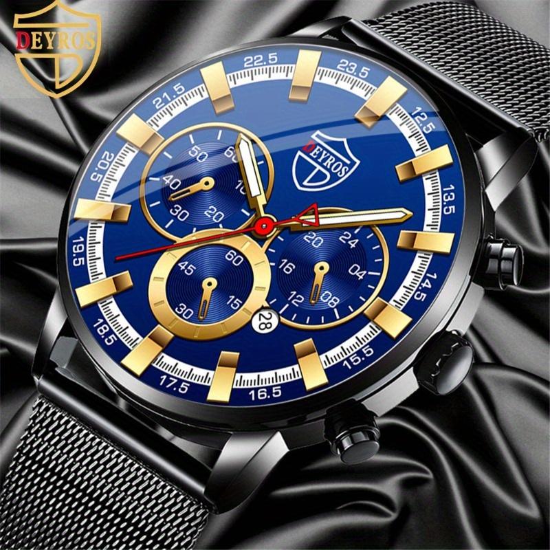 Men's Fashion Sports Watches for Men Luxury Stainless Steel Quartz Wrist Watch Luminous Man Casual Watch