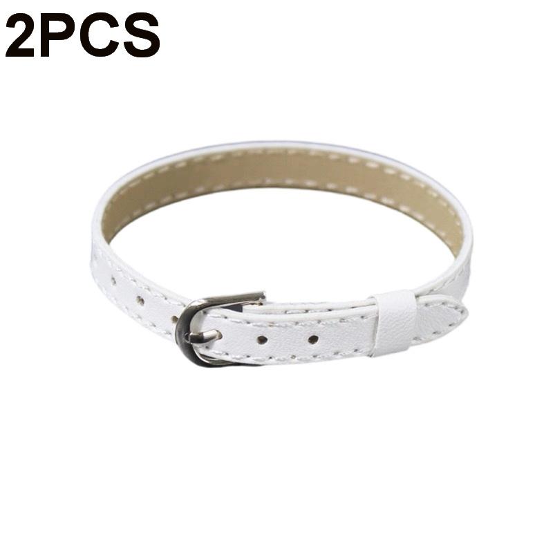 [JN] 2PCS Pet Collar DIY Accessories New Dollhouse 8mm PU Leather Bracelet For Slide Charms Wristband Women