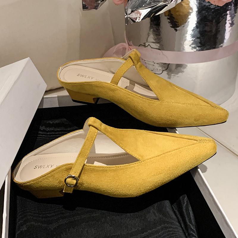 Elegant Pointed Toe Women Slippers Fashion Mules Shoes Heeled Sandals 2025 Designer Slides Summer New Luxury Flip Flops Mujer