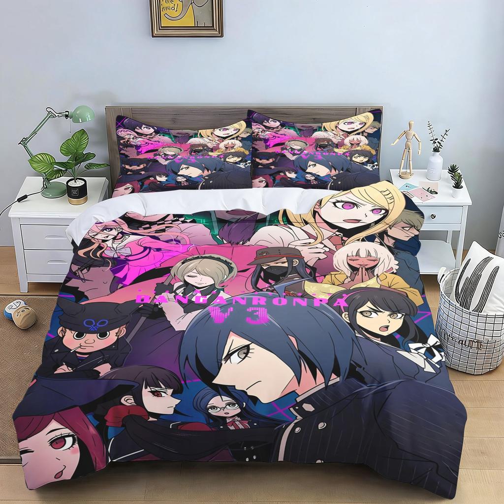 Danganronpa Anime Duvet Cover Set Monokuma Cartoon Bedding Set Quilt Cover Pillowcase Soft Bed Bedroom Decor Home