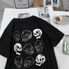 Dark Border Streetwear Graphic T Shirts Women Couple T Shirts Women Skull Print Gothic T Shirts Grunge Aesthetic Gothic T Shirts