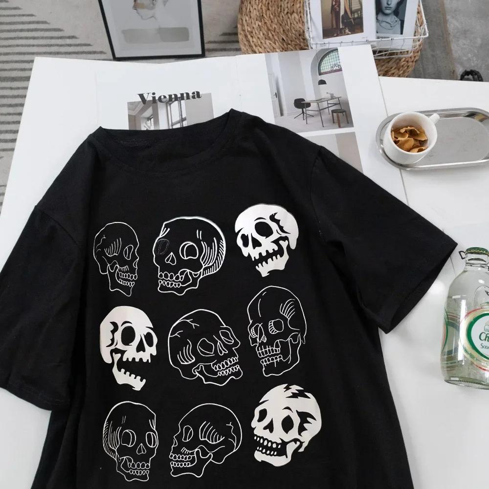 Dark Border Streetwear Graphic T Shirts Women Couple T Shirts Women Skull Print Gothic T Shirts Grunge Aesthetic Gothic T Shirts