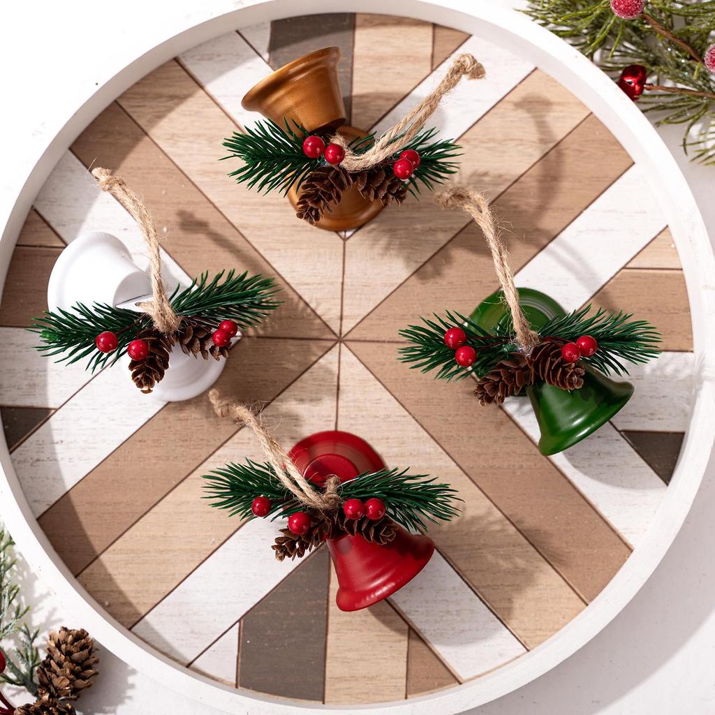 Haobei Red and Gold Christmas Bell Tree Ornament