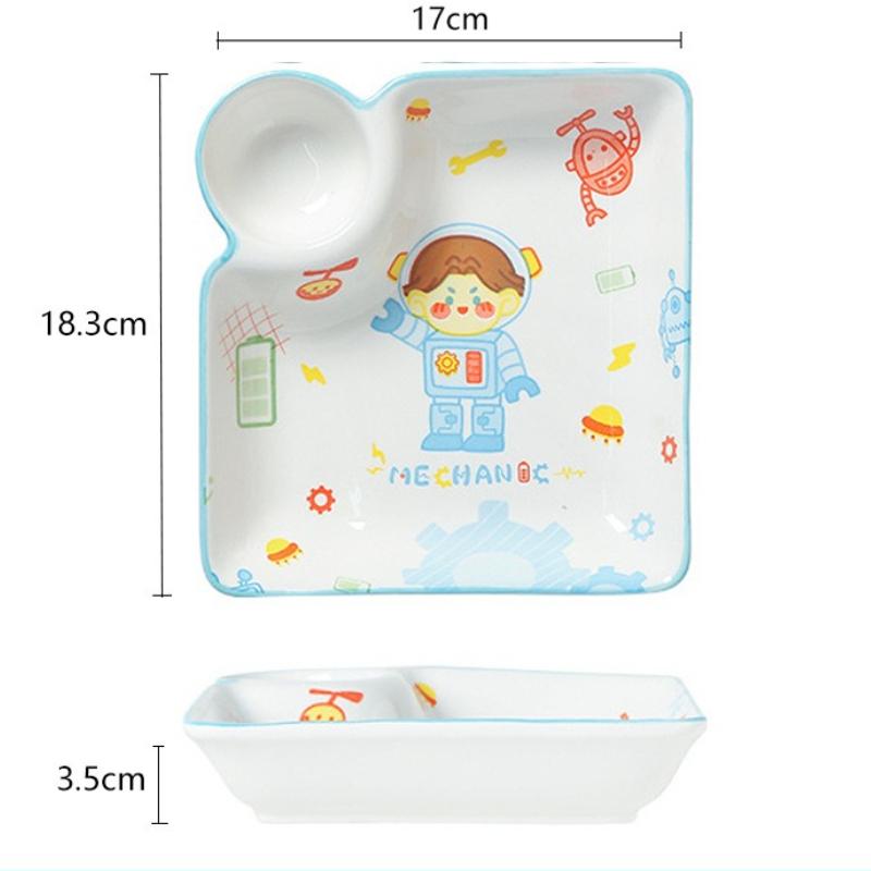 Cartoon Ceramic Dumpling Plate Sushi Plate Vinegar Dish Dumpling Plate Compartmented Dinner Plate Tableware Bowls and Dishes