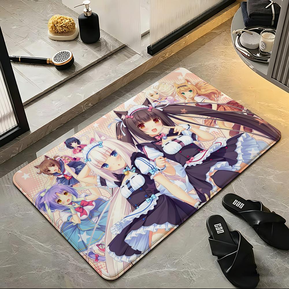 Game N-Nekopara Floor Mat Soft Flannel Entrance Door Mat Non Slip Absorbent Bathroom Bedroom Floor Rug