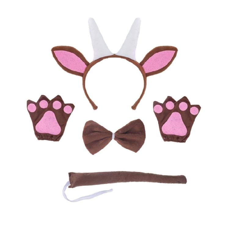 Halloween Cartoon Goat Shape Hair Hoop/Tail/Bowtie/Skirt Set for Woman Girls