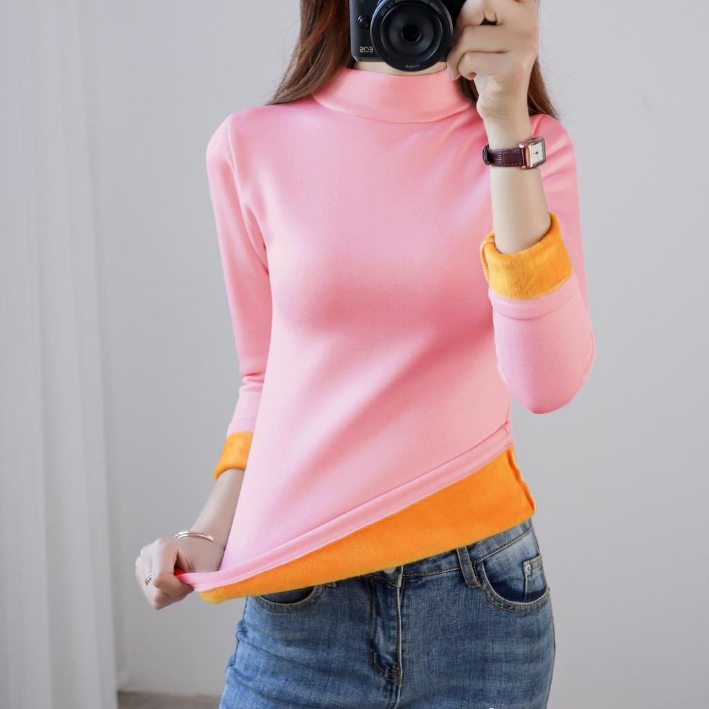 Thermal Underwear Top For Women Solid Warm Long Intimates Loose Size Turtleneck Winter Warm Women Long Sleeve Basic T Shirt