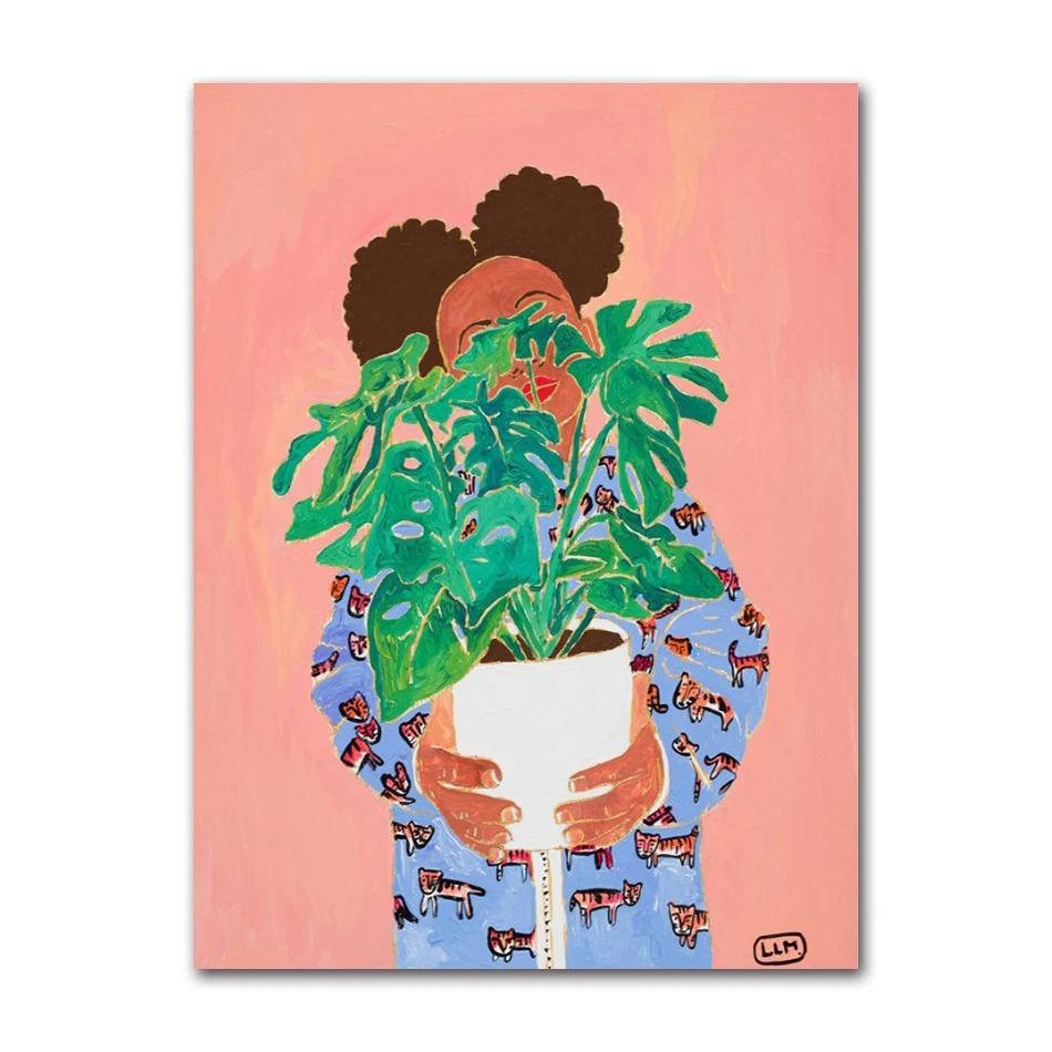 Nordic Flower Leaf Colorful Vase Art Print Wall Poster Canvas Painting Retro Picture Modern Home Decor Bedroom Decoration