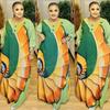 European and American Large Size Women's Satin Print Dress, Arabic Robe Style 8901