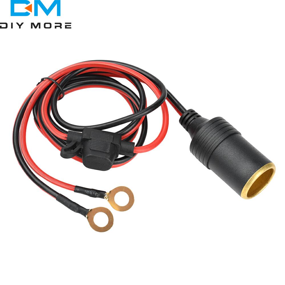 DC 12V-24V Car Motorcycle Truck Cigarette Lighter Socket Copper Nose Connector Adapter with 20A Fuse 14Awg 30Cm 1M 2M 3M