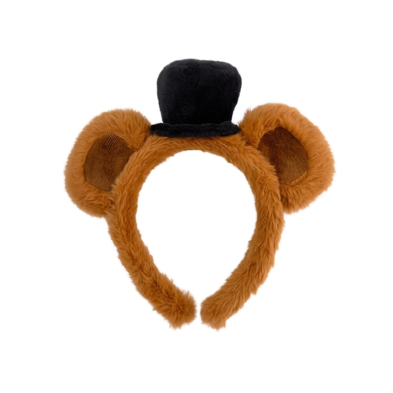 Plush Bear Ears Headband with Black Hat for Halloween Costume Party One Size