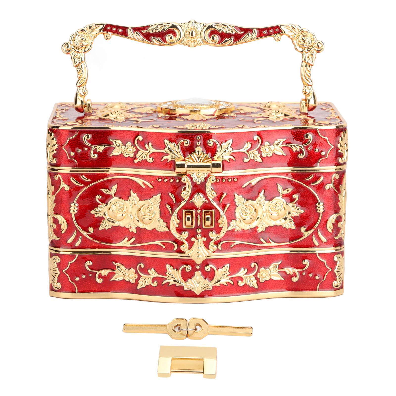 

Ретро трехслойная шкатулка для драгоценностей со встроенным зеркалом, великолепные серьги, шкатулка для сокровищ, винтажная прямоугольная красный