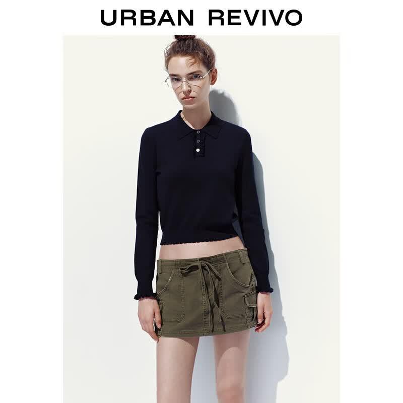 UR Women s Ruffle Trim Slim-Fit Knit Sweater M