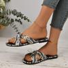 Fashion Printed Pattern Women's Flat Sandals Open Toe Beach Slippers 2024 Summer New One-line Buckle Casual Slippers Shoes for Women