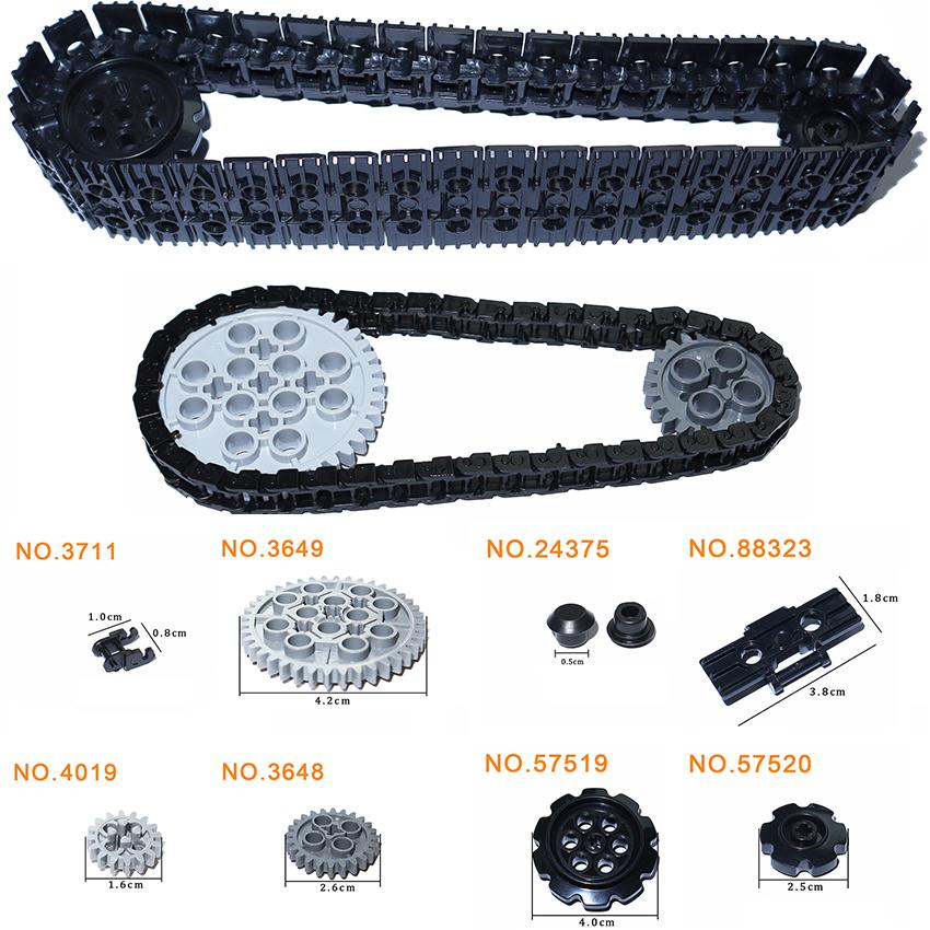 Lanț Tehnic Roți dințate Roți Dop de Cauciuc Cărămizi de Construit MOC Rezervor de Înaltă Tehnologie Șenile Mașină Modificat DIY Set Vrac Jucării