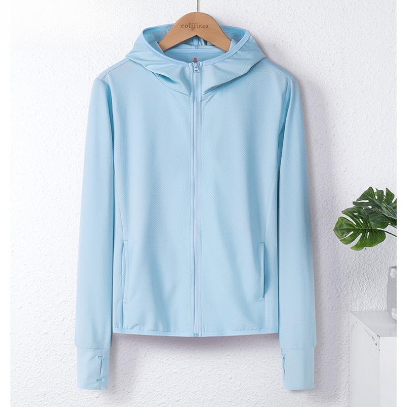 Sunscreen Hooded Jacket Women's Summer Thin Long-sleeved Ice Silk Breathable Anti-ultraviolet Outdoor Running Sports Jacket