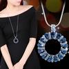 Colar Feminino Longo Argola de Cristal, Corrente para Suéter com Pingente Círculo de Strass Bling, Gargantilha Redonda Vintage Elegante para Vestidos Casacos, Liga de Moda