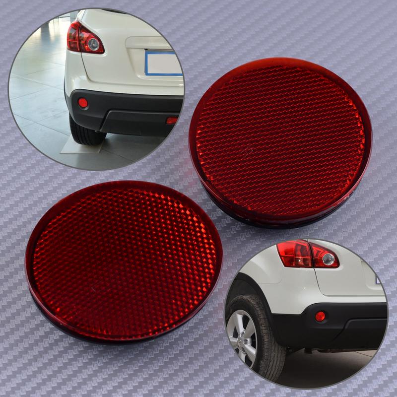 

2Pcs Car Left & Right Rear Bumper Round Reflectors Red Fit for Nissan QASHQAI 2007 2008 2009 2010 2011 2012 2013 2014 2015