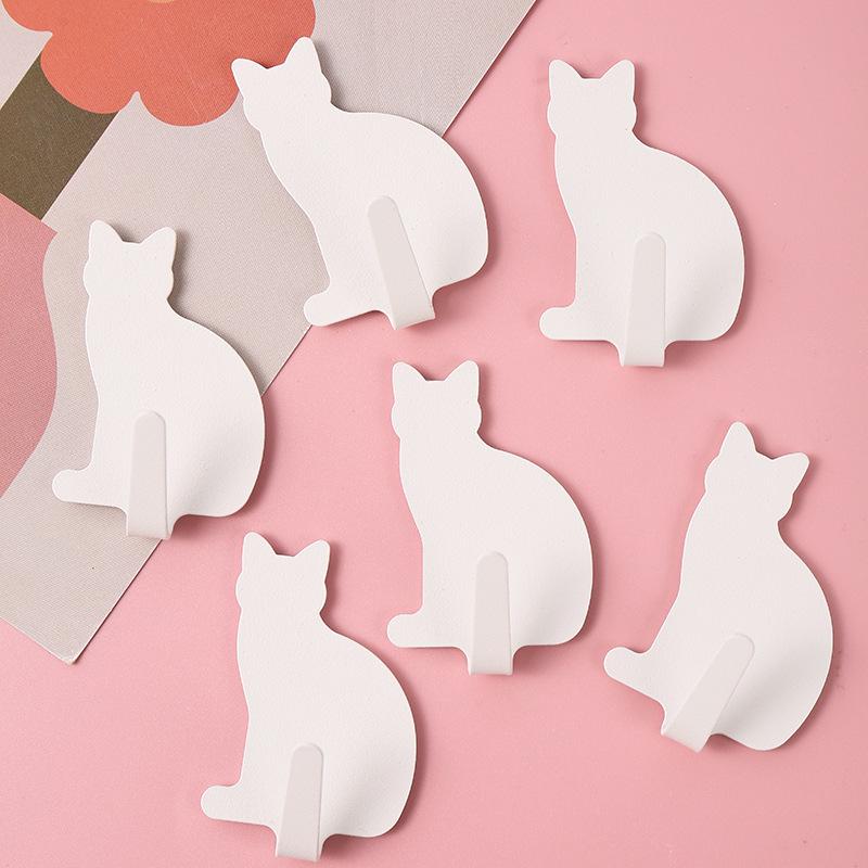 Adhesive Metal Cat Wall Hook for Kitchen, Bathroom, or Door.