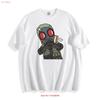 Cute Gas Mask Heart Gesture T Shirt Vintage Washed Homme Slightly Designer Clothes Comfortable Unisex Breathable Versatile Soft