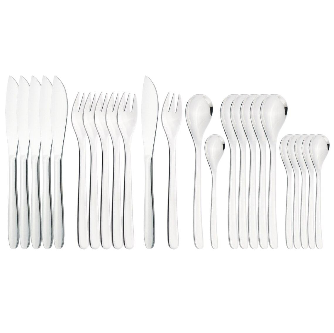 

24 шт., серебряный набор столовых приборов, набор столовых приборов из нержавеющей стали 18/10, западные ножи, вилка, кофейные чайные ложки, столовые приборы, кухонная посуда 24pcs серебряный