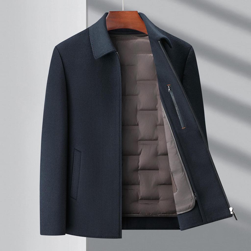 Brand Men's 2025 Autumn/Winter Wool Coat - Lapel, Detachable Down Lining, Double-Faced Wool Overcoat.