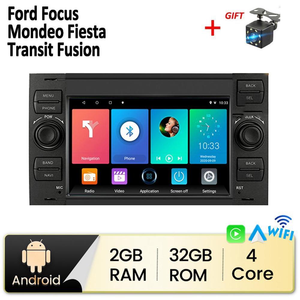 Android Car Radio Multimedia Player Stereo 2 DIN For Ford Focus 2007 Mondeo S-max C MAX Kuga Galaxy Fiesta Transit Fusion Carplay BT GPS Wifi 2+32GB